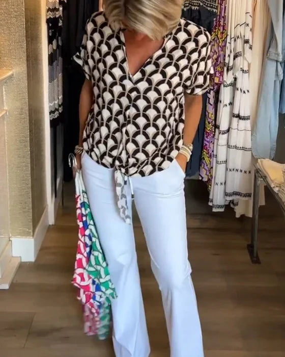 Bella - Casual Bedrukte Top met V-Hals