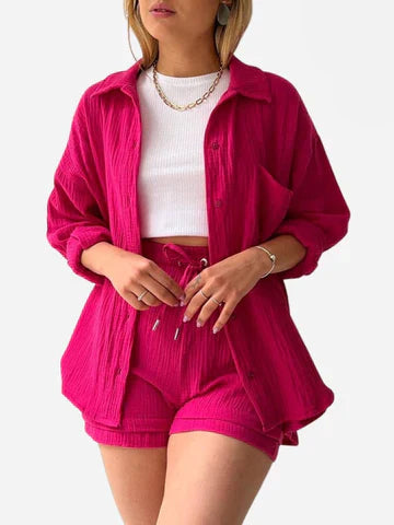 Luxe Katoenen Ensemble voor Vrouwen - Moeiteloze Stijl in Comfortabel Katoen