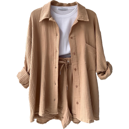 Luxe Katoenen Ensemble voor Vrouwen - Moeiteloze Stijl in Comfortabel Katoen