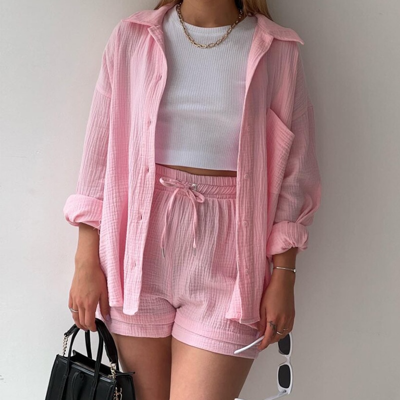 Luxe Katoenen Ensemble voor Vrouwen - Moeiteloze Stijl in Comfortabel Katoen