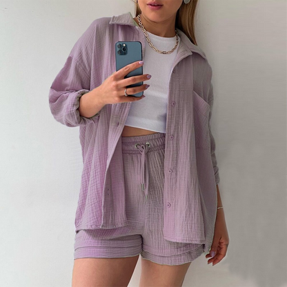 Luxe Katoenen Ensemble voor Vrouwen - Moeiteloze Stijl in Comfortabel Katoen