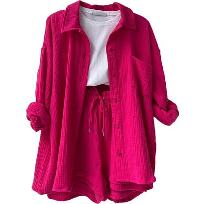 Luxe Katoenen Ensemble voor Vrouwen - Moeiteloze Stijl in Comfortabel Katoen