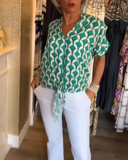 Bella - Casual Bedrukte Top met V-Hals