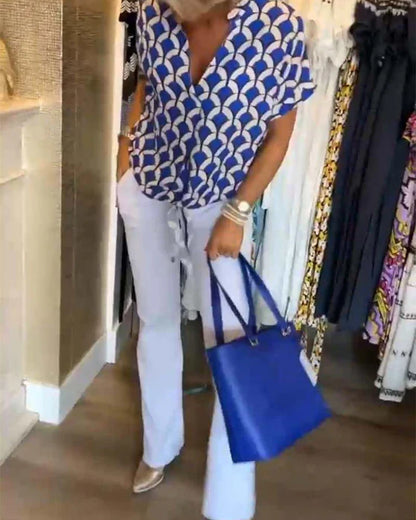 Bella - Casual Bedrukte Top met V-Hals