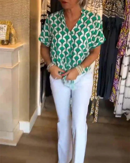 Bella - Casual Bedrukte Top met V-Hals