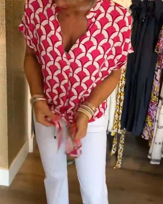 Bella - Casual Bedrukte Top met V-Hals
