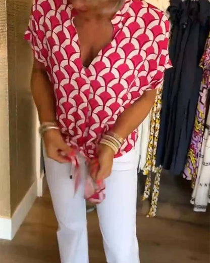 Bella - Casual Bedrukte Top met V-Hals