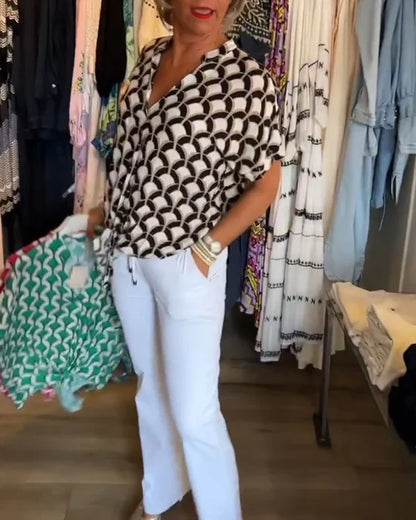 Bella - Casual Bedrukte Top met V-Hals