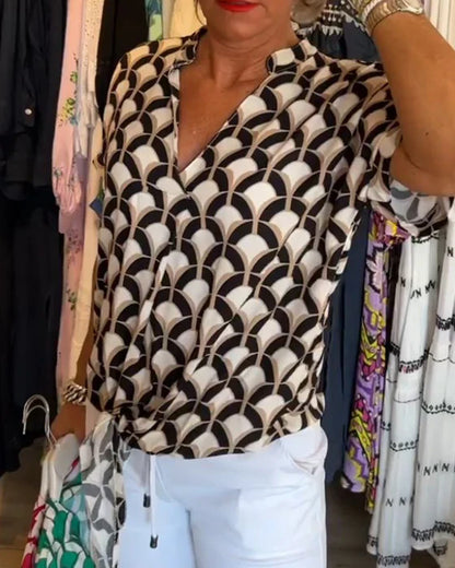 Bella - Casual Bedrukte Top met V-Hals